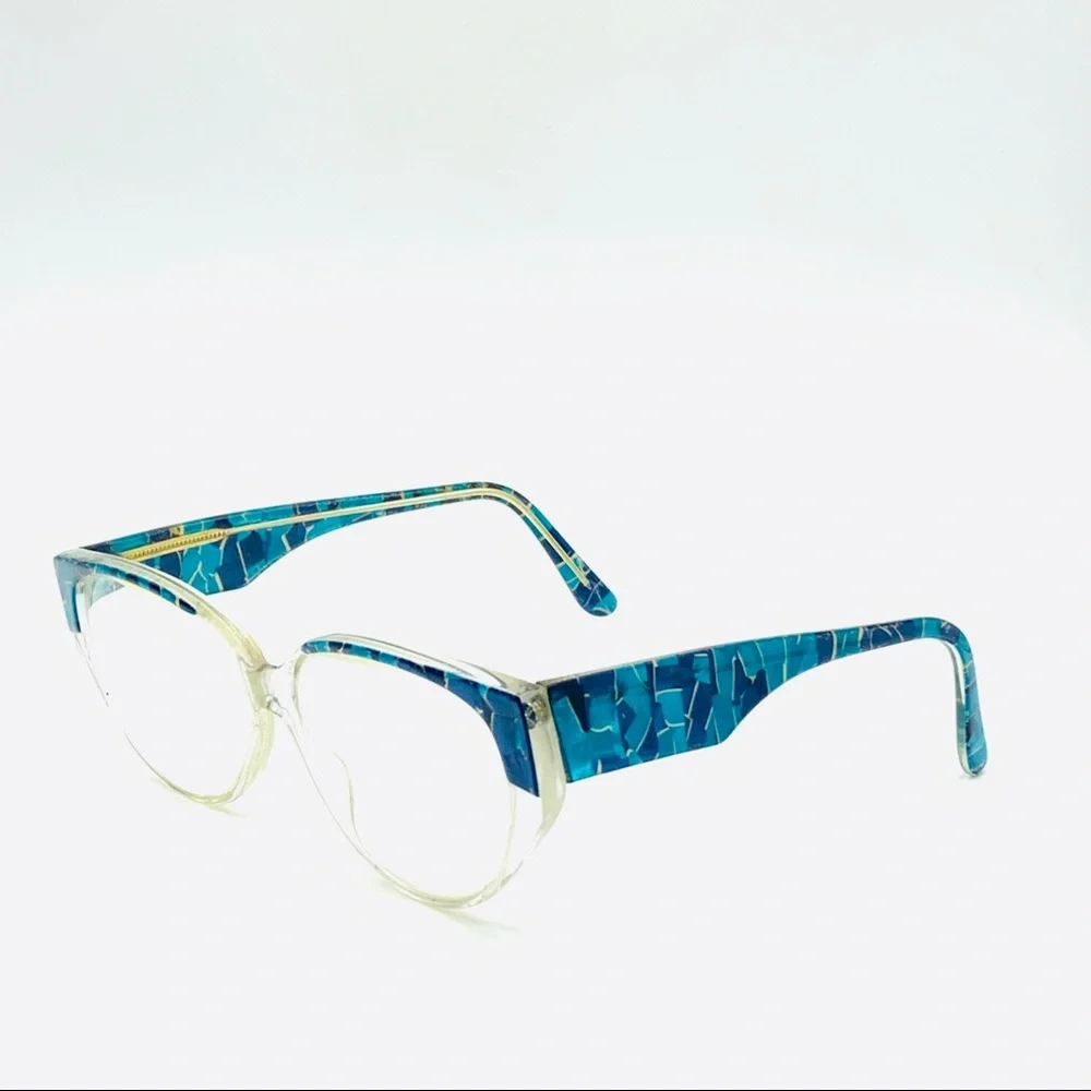 Vintage Blue Translucent Oval Sunglasses Frames